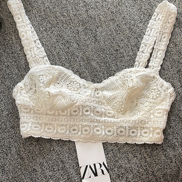 Zara white lace crochet bralette bra top size Small - Picture 3 of 7